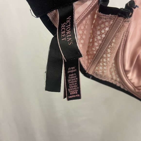 Victoria’s Secret Plunge Nude Fishnet Black 34DDD Bra - Picture 7 of 10